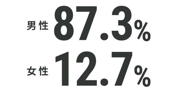 男性87.3％　女性12.7％